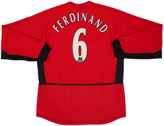 2002-04 Manchester United Home L/S Shirt Ferdinand #6 - 9/10 - (L)