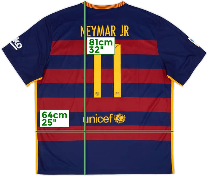 2015-16 Barcelona Home Shirt Neymar Jr #11 - 6/10 - (XXL)
