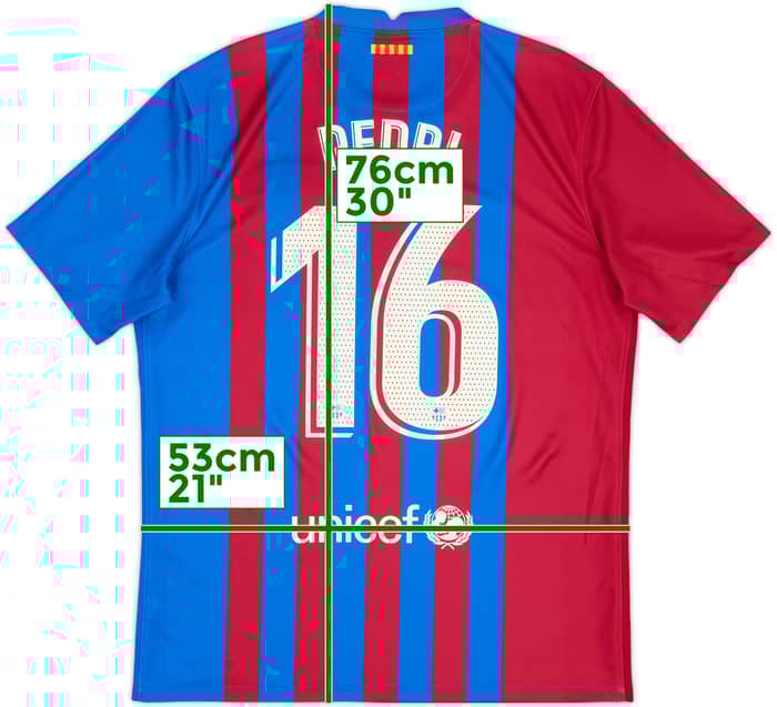 2021-22 Barcelona Home Shirt Pedri #16 - 10/10 - (L)