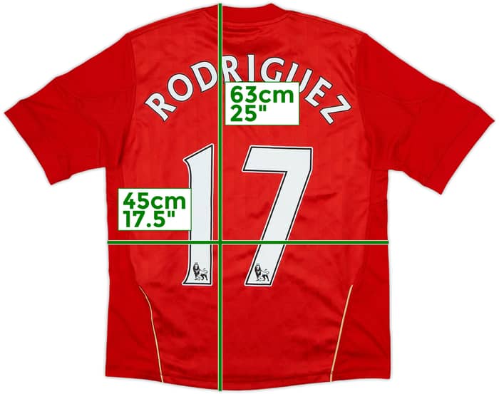2010-12 Liverpool Home Shirt Rodriguez #17 - 9/10 - (M.Boys)