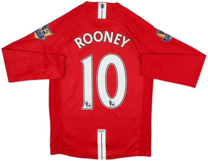2007-09 Manchester United Home L/S Shirt Rooney #10 - 6/10 - (L.Boys)