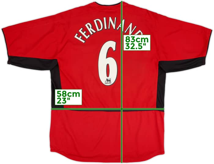 2002-04 Manchester United Home Shirt Ferdinand #6 - 8/10 - (XL)