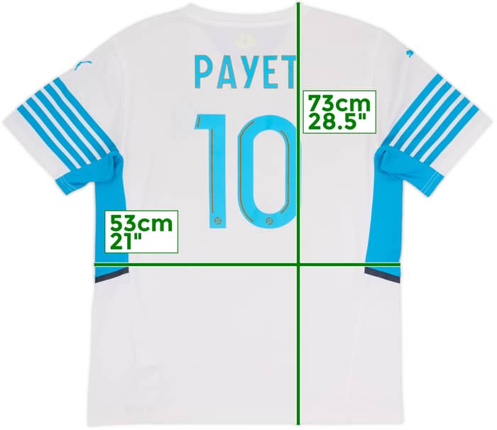 2021-22 Olympic Olympique Marseille Home Shirt Payet #10 - 6/10 - (L)