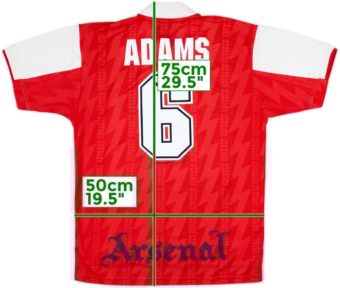 1994-96 Arsenal Home Shirt Adams #6 - 8/10 - (L)