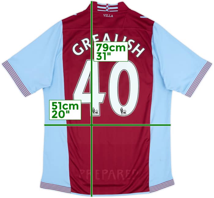 2013-14 Aston Villa Home Shirt Grealish #40 - 6/10 - (L)