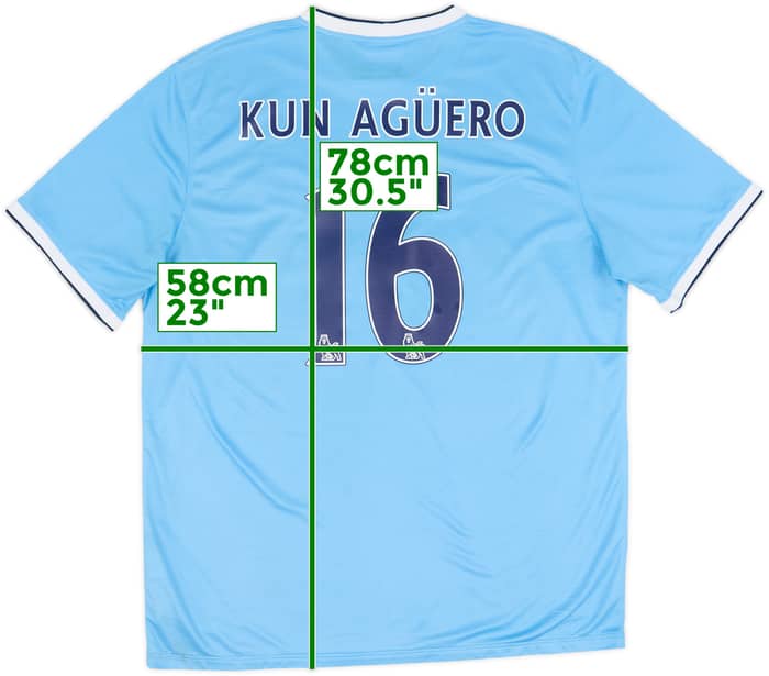 2013-14 Manchester City Home Shirt Kun Aguero #16 - 8/10 - (XL)