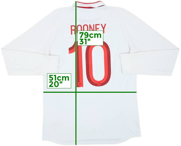 2012-13 England Home L/S Shirt Rooney #10 - 9/10 - (M)
