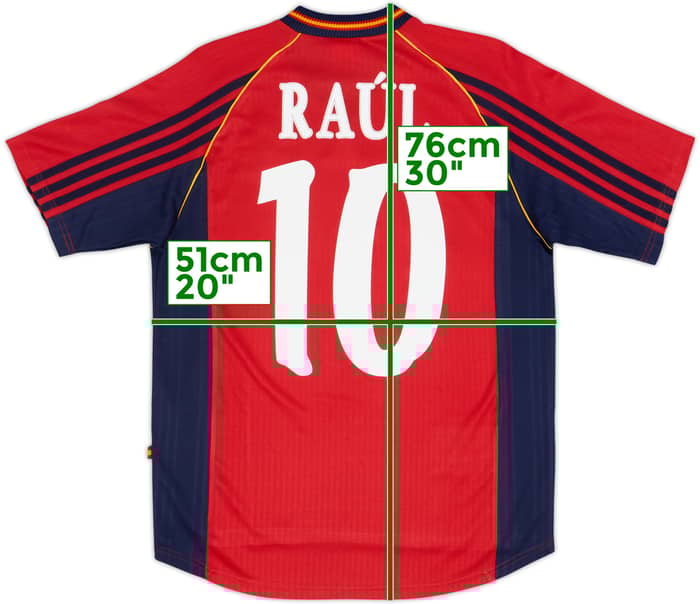 1998-99 Spain Home Shirt Raul #10 - 8/10 - (XL.Boys)