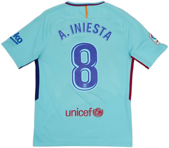 2017-18 Barcelona Away Shirt A.Iniesta #8 - 7/10 - (M)