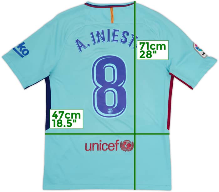 2017-18 Barcelona Away Shirt A.Iniesta #8 - 7/10 - (M)