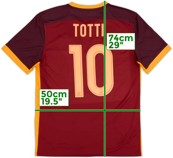 2015-16 Roma Home Shirt Totti #10 - 9/10 - (M)