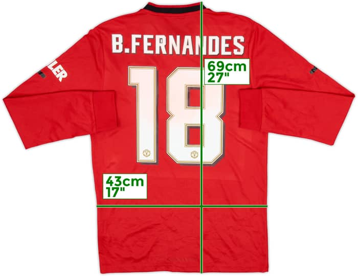 2019-20 Manchester United Home L/S Shirt B.Fernandes #18 - 5/10 - (S)