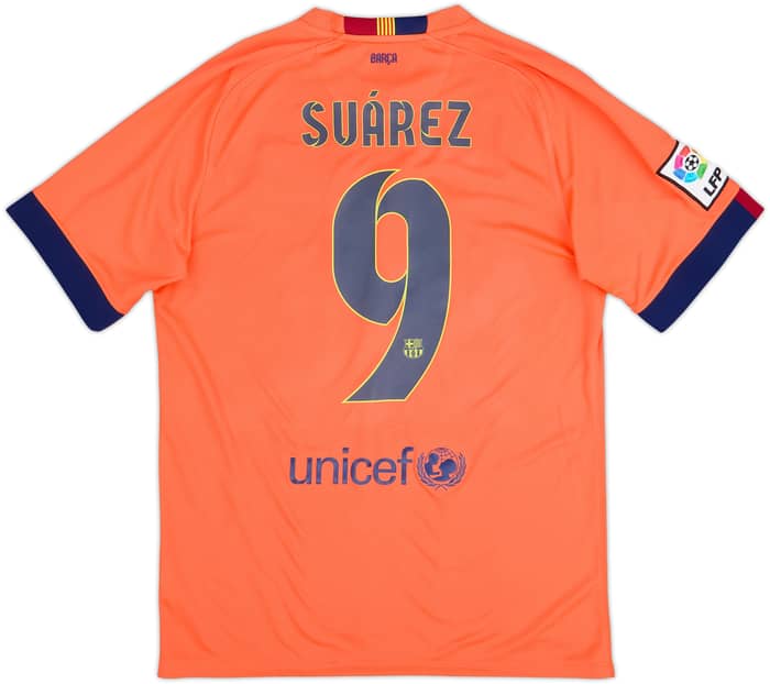 2014-15 Barcelona Away Shirt Suarez #9 - 10/10 - (M)