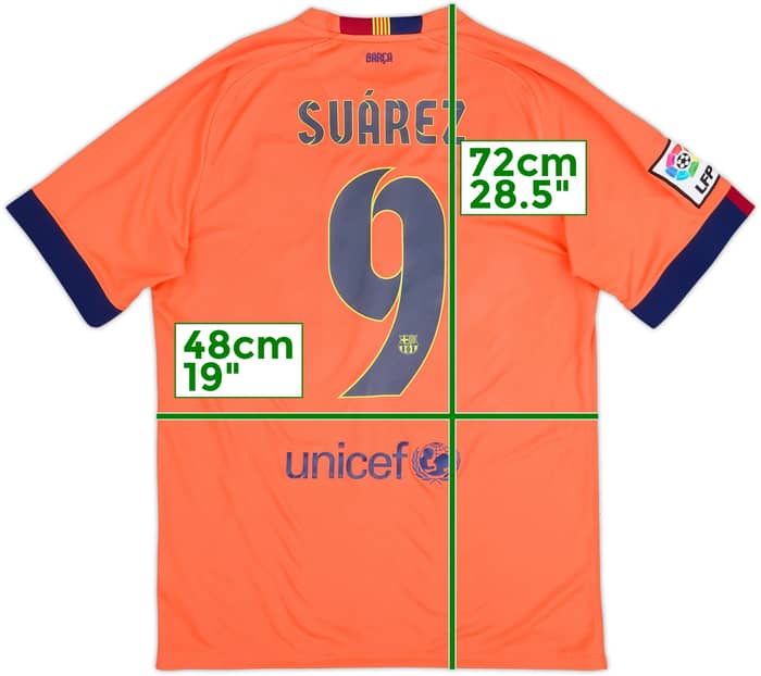 2014-15 Barcelona Away Shirt Suarez #9 - 10/10 - (M)