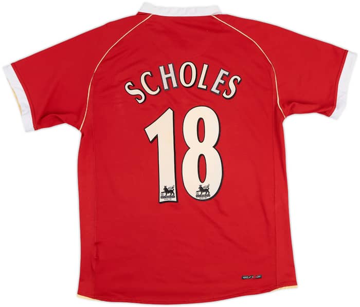 2006-07 Manchester United Home Shirt Scholes #18 - 6/10 - (S)