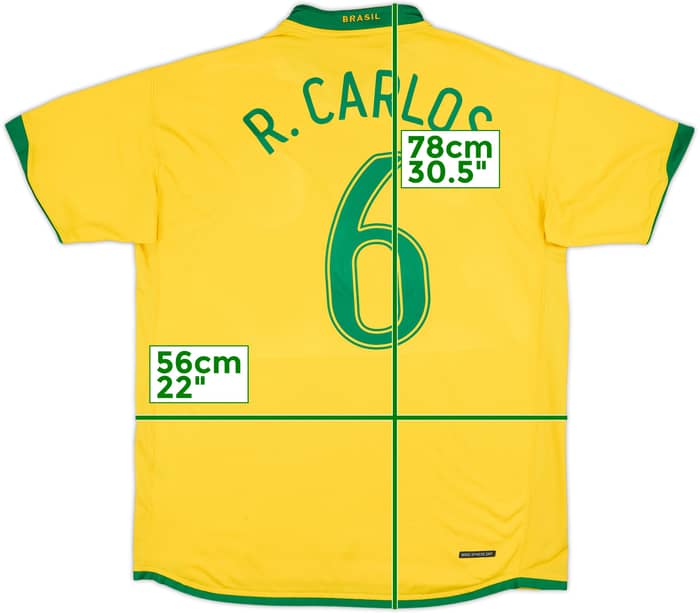 2006-08 Brazil Home Shirt R. Carlos #6 - 7/10 - (XL)