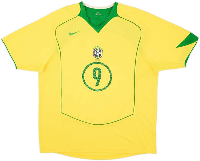 2004-06 Brazil Home Shirt Ronaldo #9 - 8/10 - (XL)