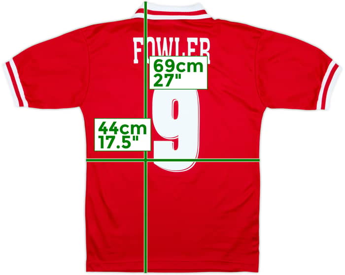 1996-98 Liverpool Home Shirt Fowler #9 - 8/10 - (XL.Boys)