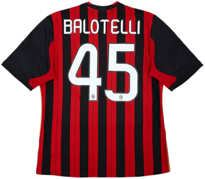 2013-14 AC Milan Home Shirt Balotelli #45 - 8/10 - (L)