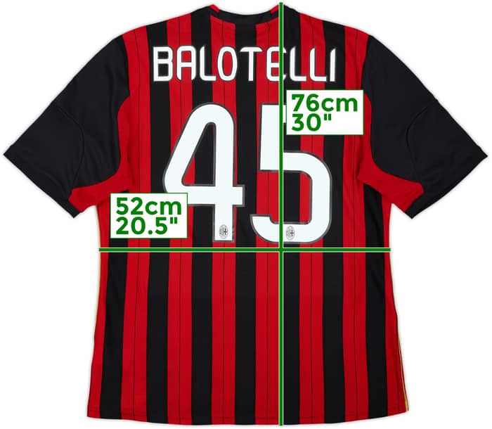 2013-14 AC Milan Home Shirt Balotelli #45 - 8/10 - (L)