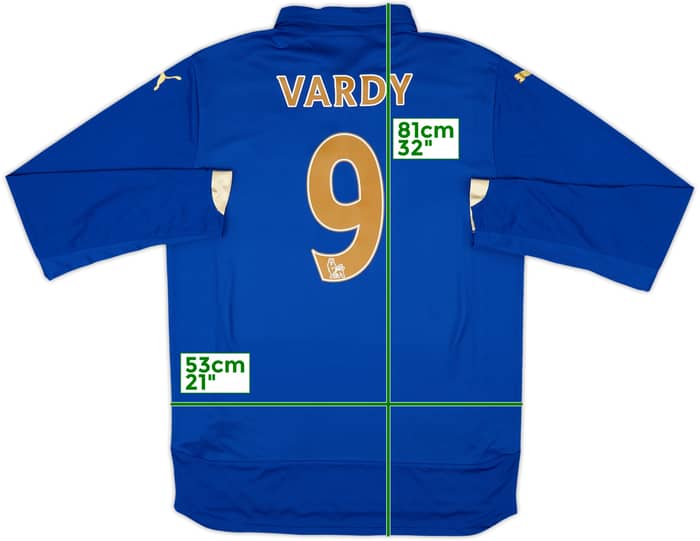 2014-15 Leicester Home L/S Shirt Vardy #9 - 10/10 - (L)