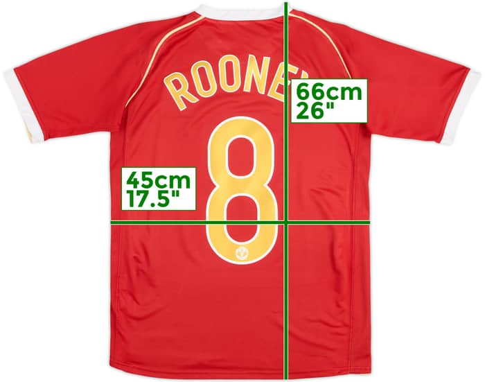 2006-07 Manchester United Camiseta Local Rooney #8 - 6/10 - (XL.Niños)