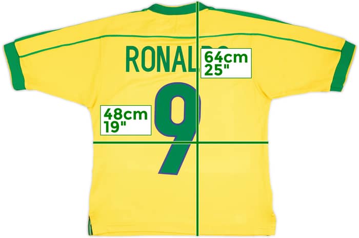1998-00 Brazil Home Shirt Ronaldo #9 - 6/10 - (S)
