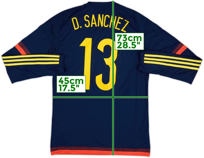 2015 Colombia Player Issue U20 World Cup Away L/S Shirt D.Sanchez #13 - 6/10 - (M)
