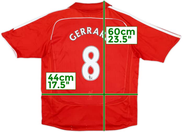 2006-08 Liverpool Home Shirt Gerrard #8 - 6/10 - (L.Boys)