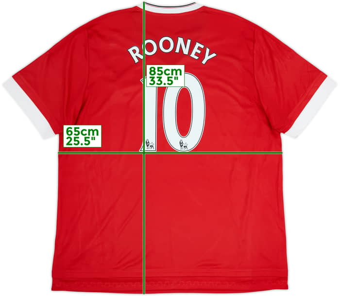 2015-16 Manchester United Home Shirt Rooney #10 - 7/10 - (3XL)
