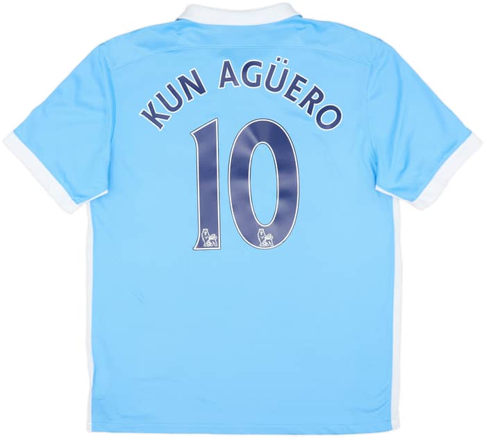 2015-16 Manchester City Home Shirt Kun Aguero #10 - 8/10 - (L)