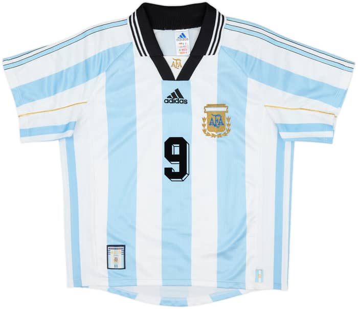 1998-99 Argentina Home Shirt Batistuta #9 - 8/10 - (S)