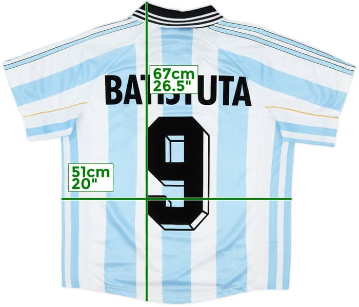 1998-99 Argentina Home Shirt Batistuta #9 - 8/10 - (S)