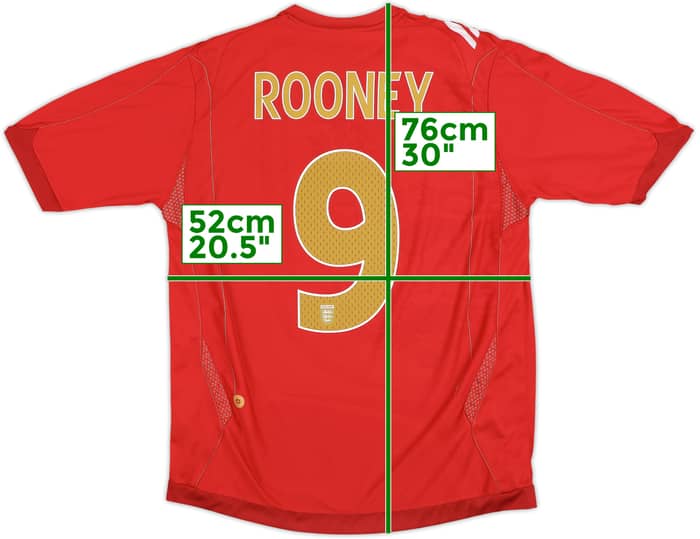 2006-08 England Away Shirt Rooney #9 - 6/10 - (L)