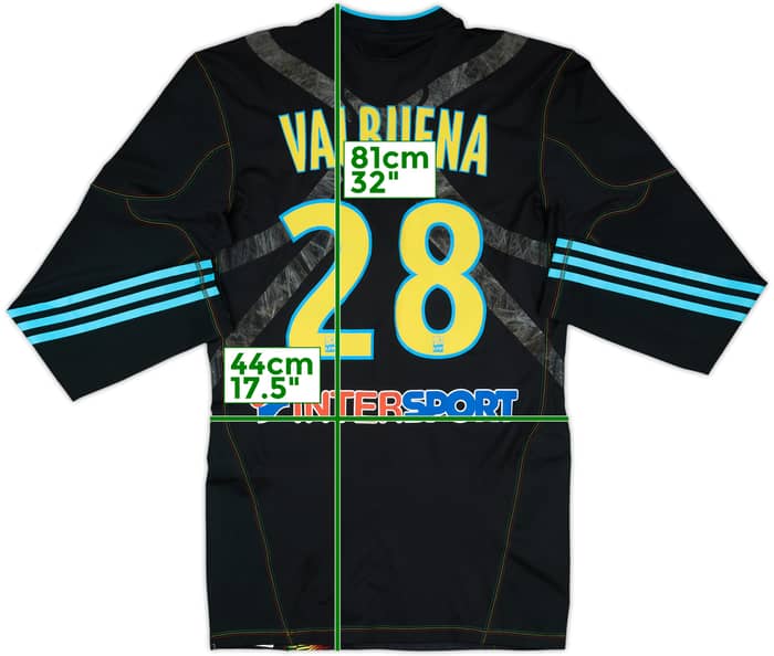 2010-11 Olympique Marseille Player Issue Techfit Third L/S Shirt Valbuena #28 - 7/10 - (L)