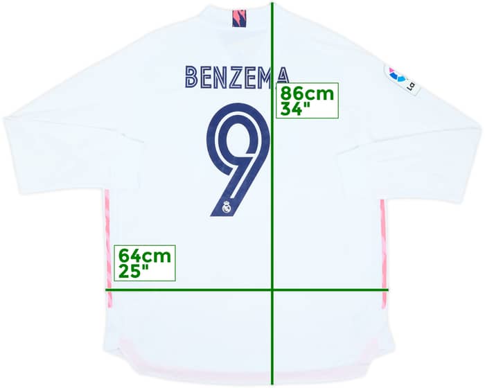 2020-21 Real Madrid Authentic Home L/S Shirt Benzema #9 (XXL)