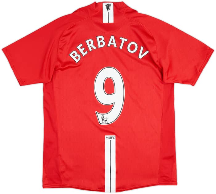 2007-09 Manchester United Home Shirt Berbatov #9 - 7/10 - (M)