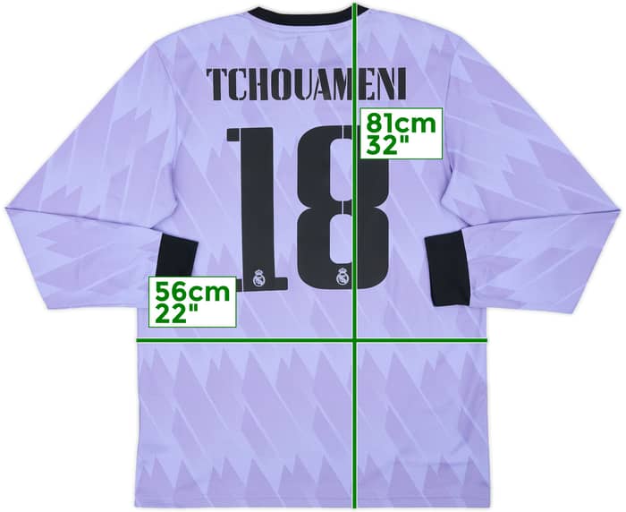 2022-23 Real Madrid Away L/S Shirt Tchouameni #18 - 10/10 - (L)