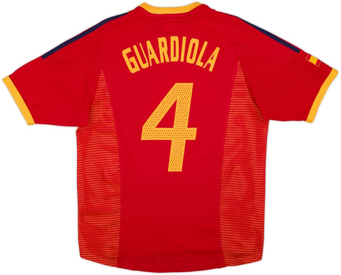 2002-04 Spain Home Shirt Guardiola #4 - 8/10 - (M)