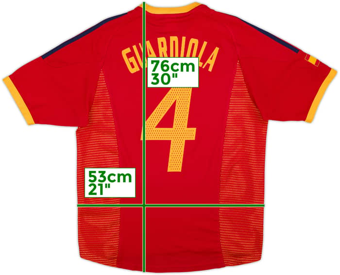 2002-04 Spain Home Shirt Guardiola #4 - 8/10 - (M)