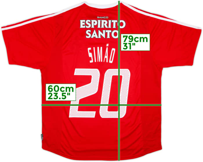 2003-04 Benfica Home Shirt Simao #20 - 8/10 - (XL)