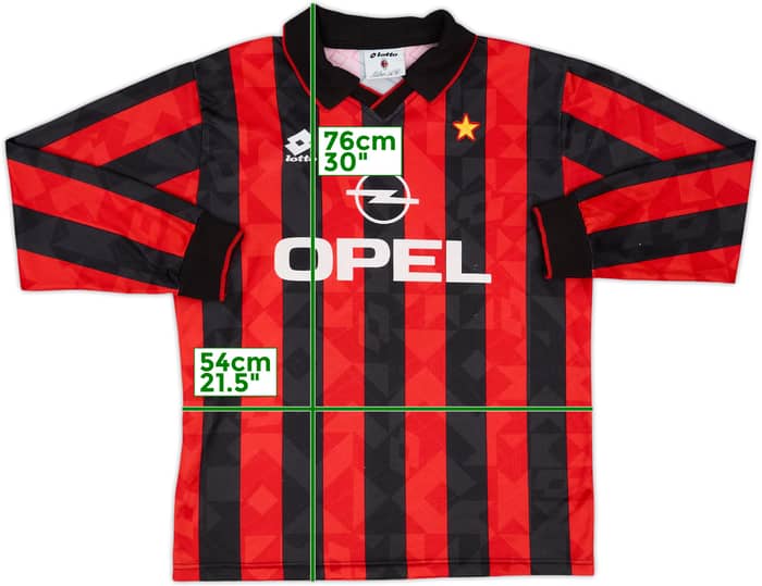 1994-95 AC Milan Home L/S Shirt - 8/10 - (L)