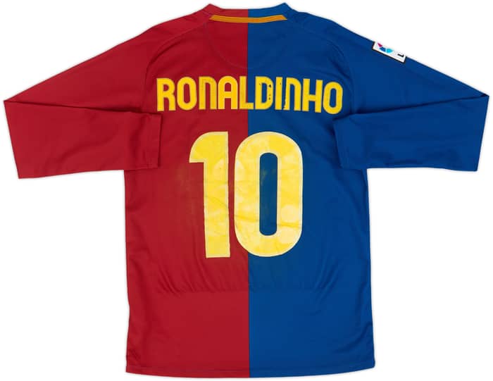 2008-09 Barcelona Home L/S Shirt Ronaldinho #10 - 5/10 - (S)