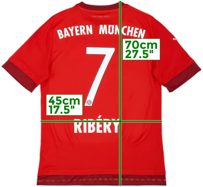 2015-16 Bayern Munich Home Shirt Ribery #7 - 9/10 - (XL.Boys)