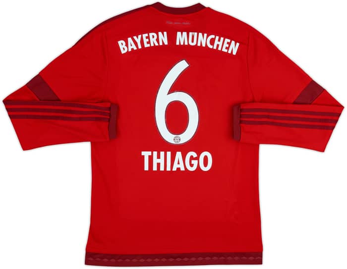 2015-16 Bayern Munich Home L/S Shirt Thiago #6 - 6/10 - (S)