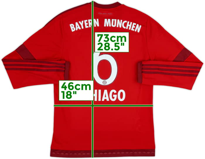 2015-16 Bayern Munich Home L/S Shirt Thiago #6 - 6/10 - (S)