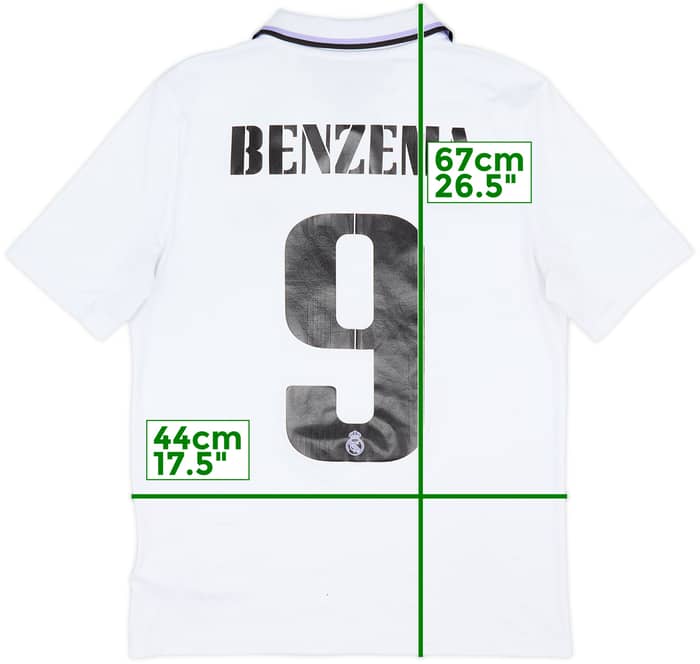2022-23 Real Madrid Home Shirt Benzema #9 - 6/10 - (L.Boys)