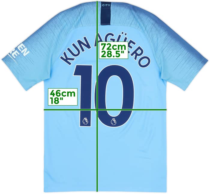 2018-19 Manchester City Home Shirt Kun Aguero #10 - 8/10 - (S)