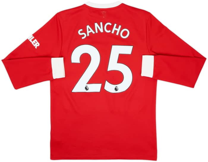 2021-22 Manchester United Home L/S Shirt Sancho #25 - 8/10 - (M)