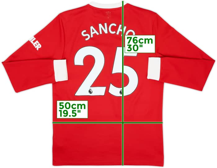 2021-22 Manchester United Home L/S Shirt Sancho #25 - 8/10 - (M)